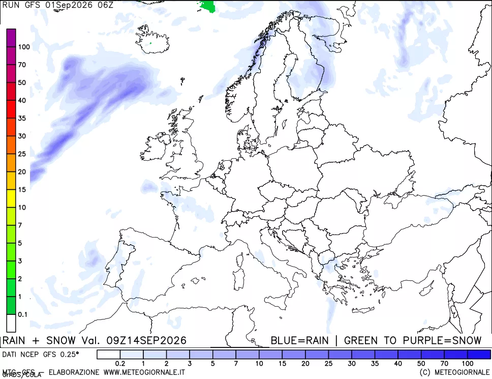 mappa Precipitazioni totali e nevose