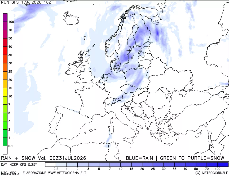 mappa Precipitazioni totali e nevose