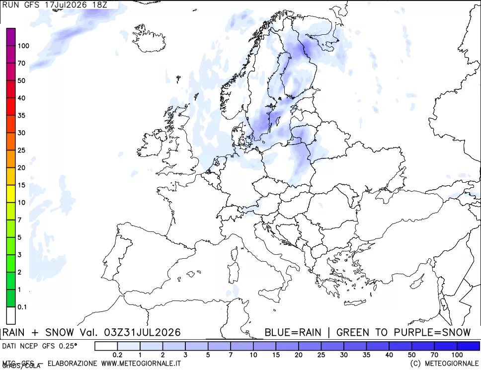 mappa Precipitazioni totali e nevose