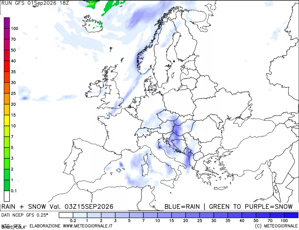 mappa Precipitazioni totali e nevose