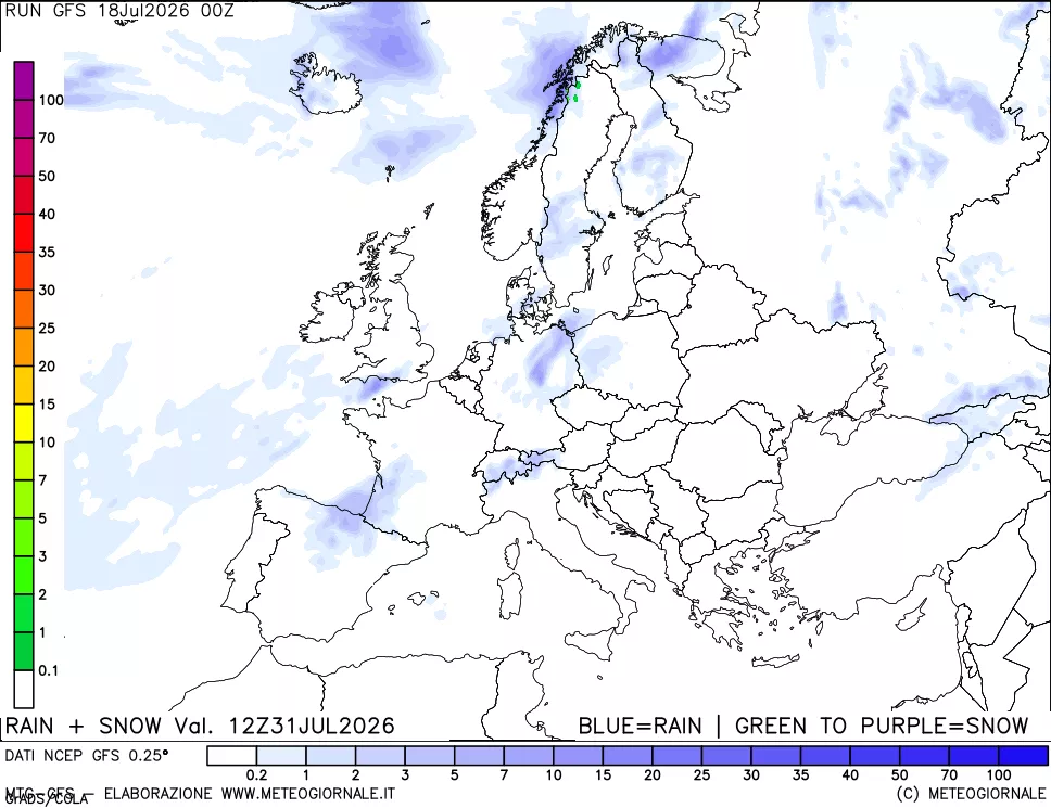 mappa Precipitazioni totali e nevose