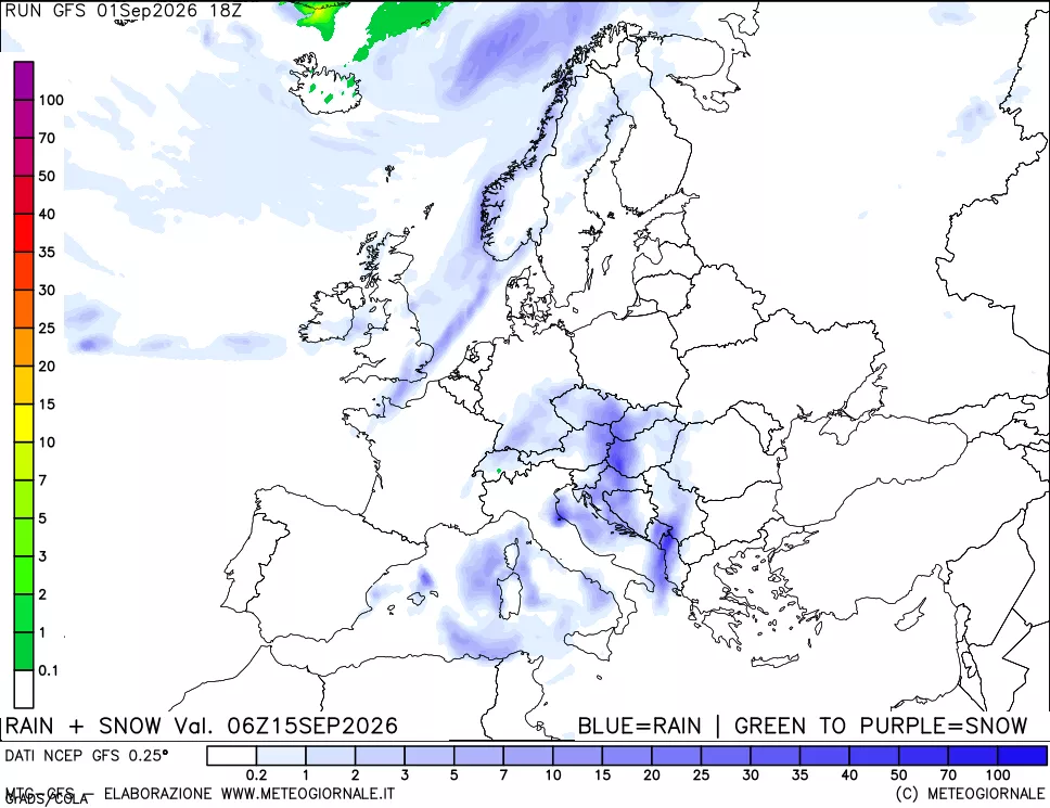 mappa Precipitazioni totali e nevose