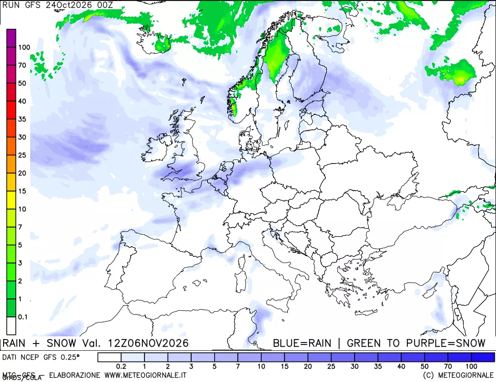 mappa Precipitazioni totali e nevose