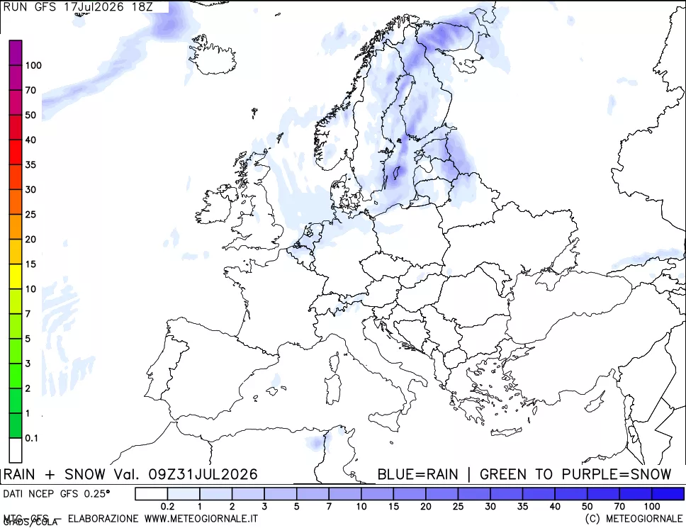 mappa Precipitazioni totali e nevose
