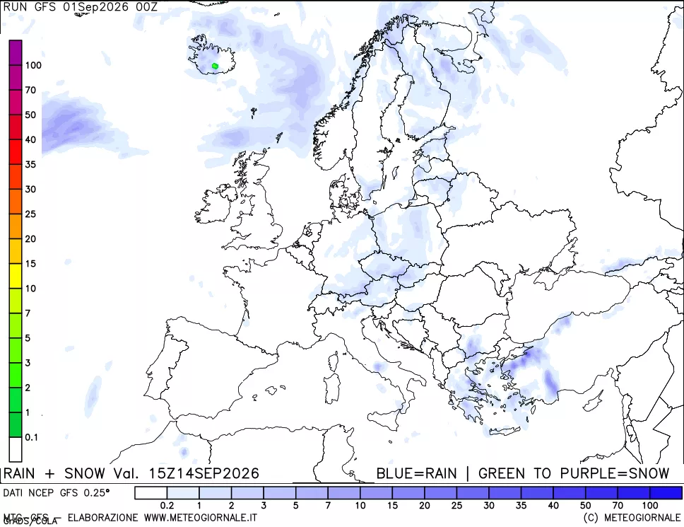mappa Precipitazioni totali e nevose