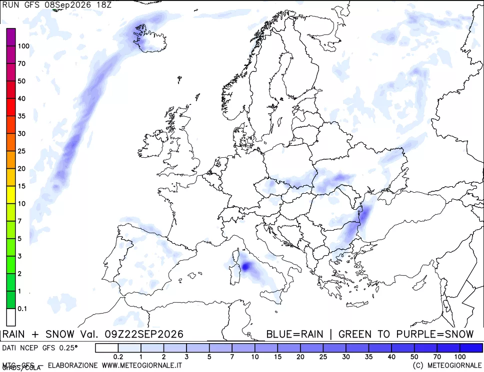 mappa Precipitazioni totali e nevose