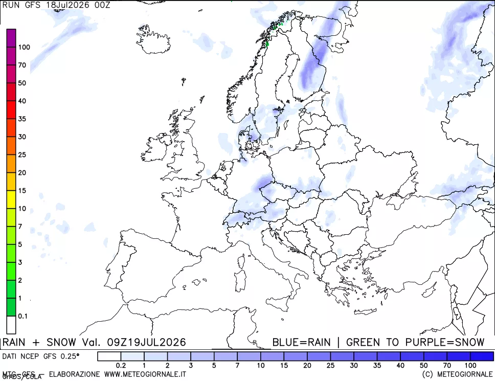 mappa Precipitazioni totali e nevose