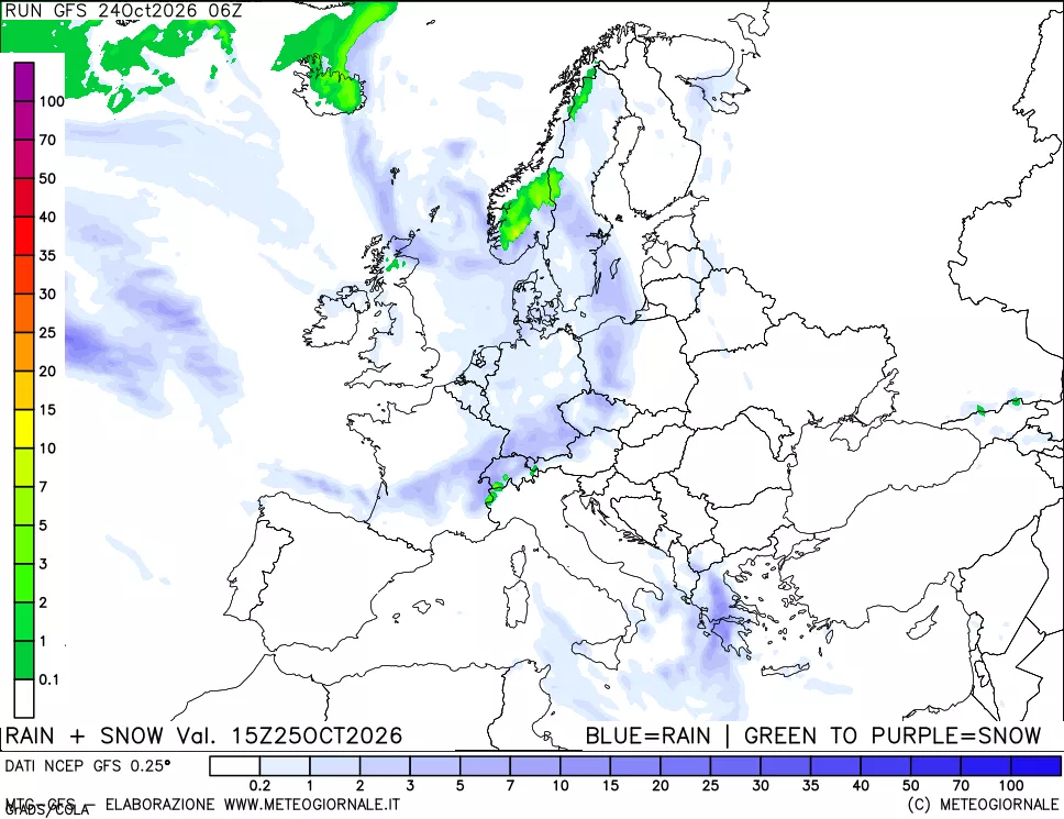 mappa Precipitazioni totali e nevose