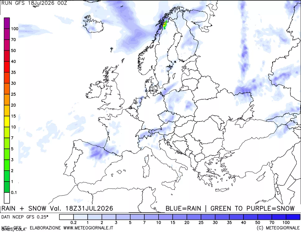 mappa Precipitazioni totali e nevose