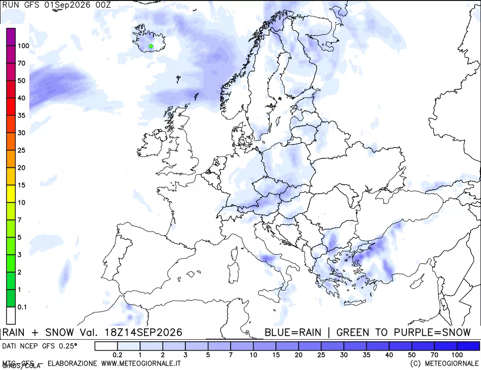 mappa Precipitazioni totali e nevose