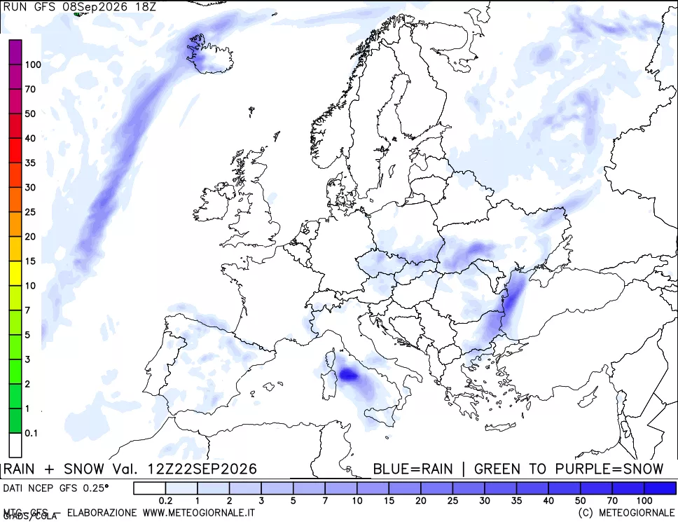 mappa Precipitazioni totali e nevose