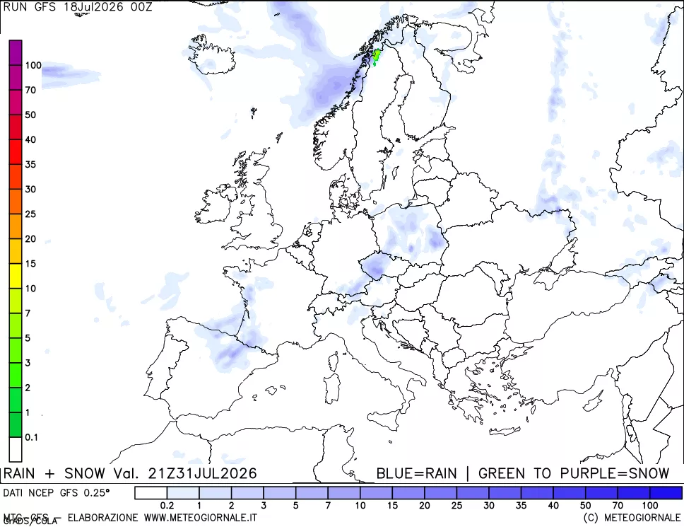mappa Precipitazioni totali e nevose