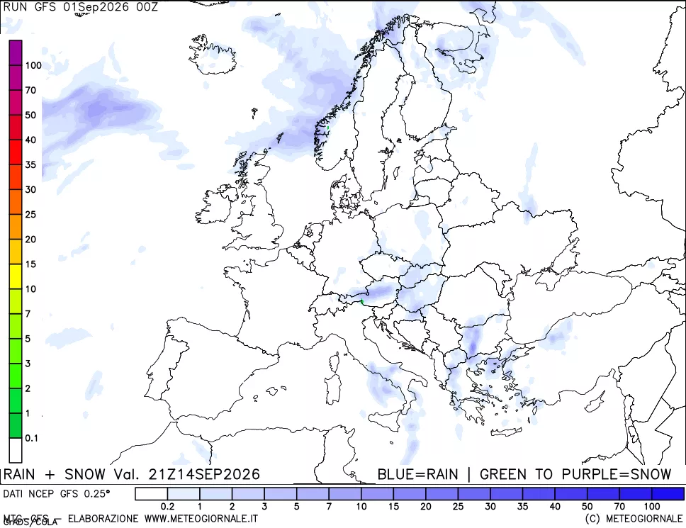 mappa Precipitazioni totali e nevose