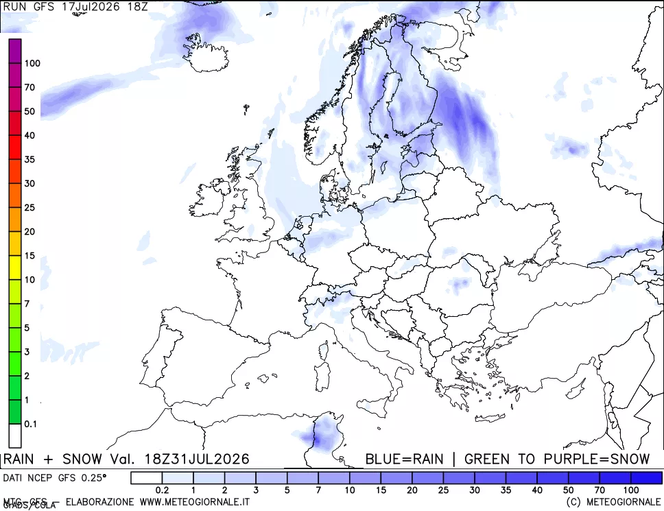 mappa Precipitazioni totali e nevose