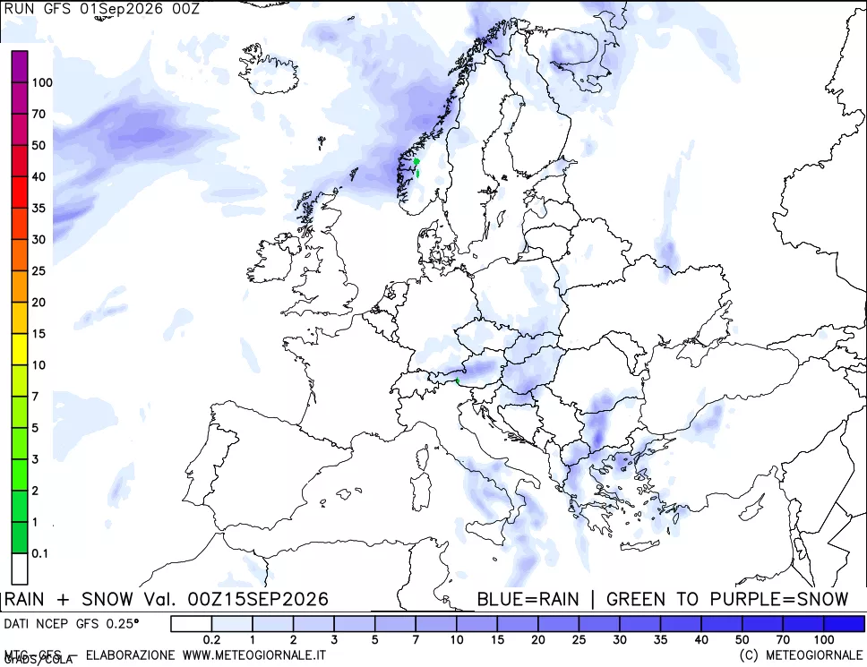 mappa Precipitazioni totali e nevose