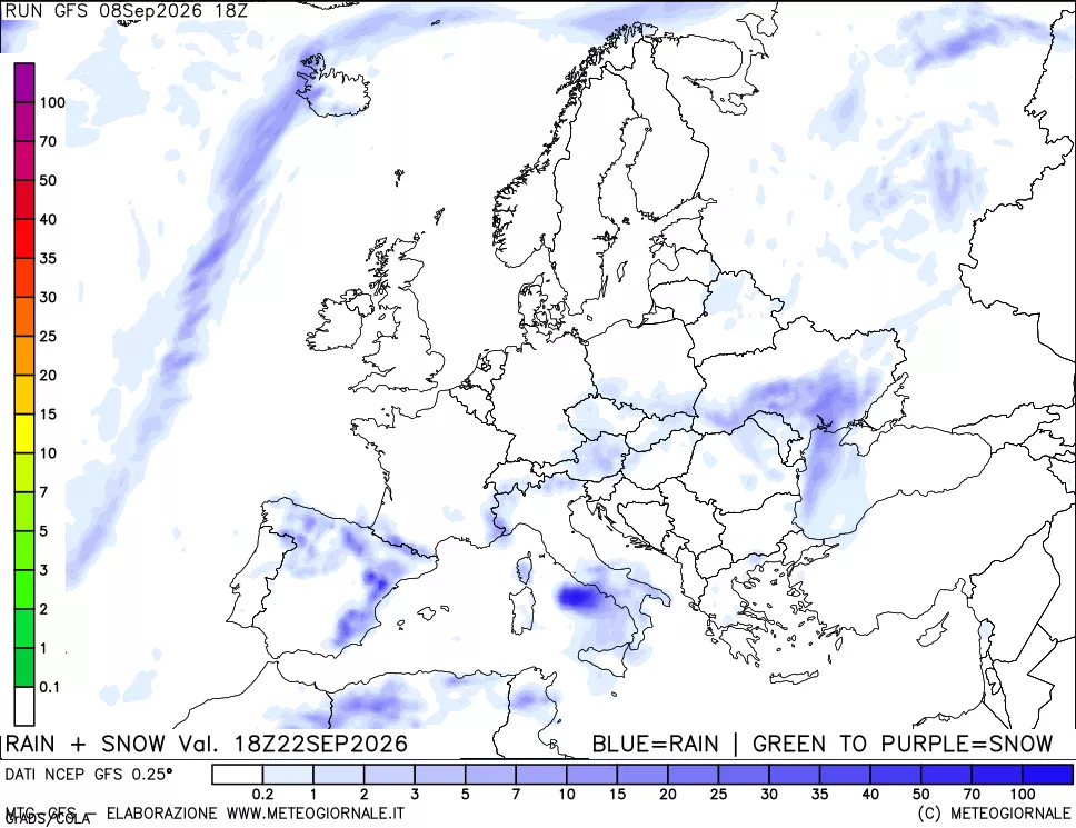 mappa Precipitazioni totali e nevose