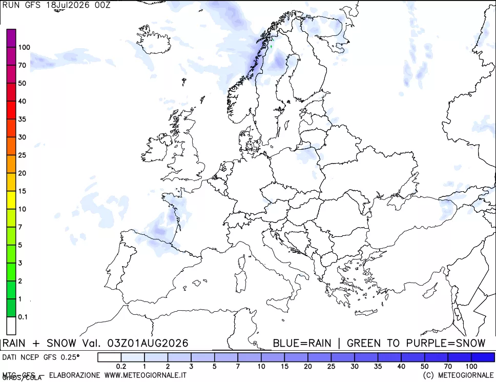 mappa Precipitazioni totali e nevose