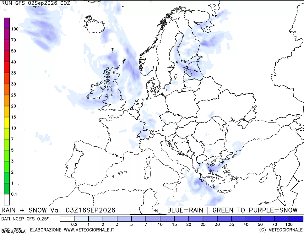 mappa Precipitazioni totali e nevose