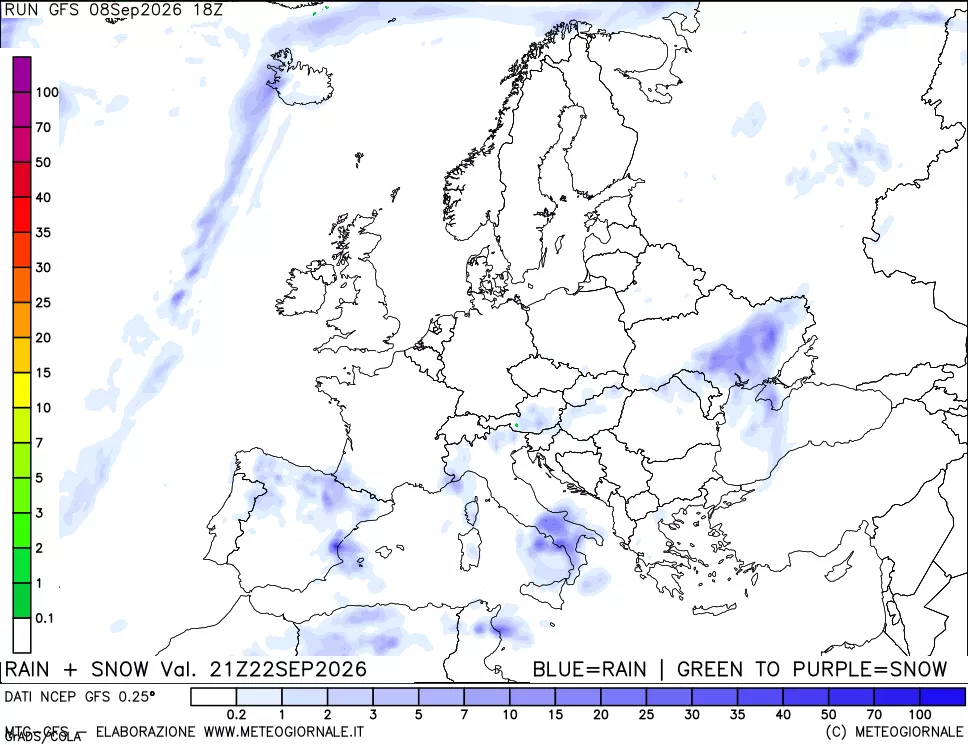 mappa Precipitazioni totali e nevose