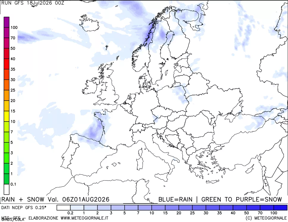 mappa Precipitazioni totali e nevose
