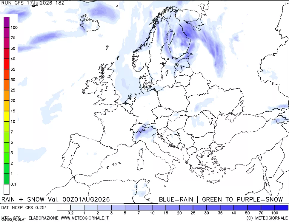 mappa Precipitazioni totali e nevose