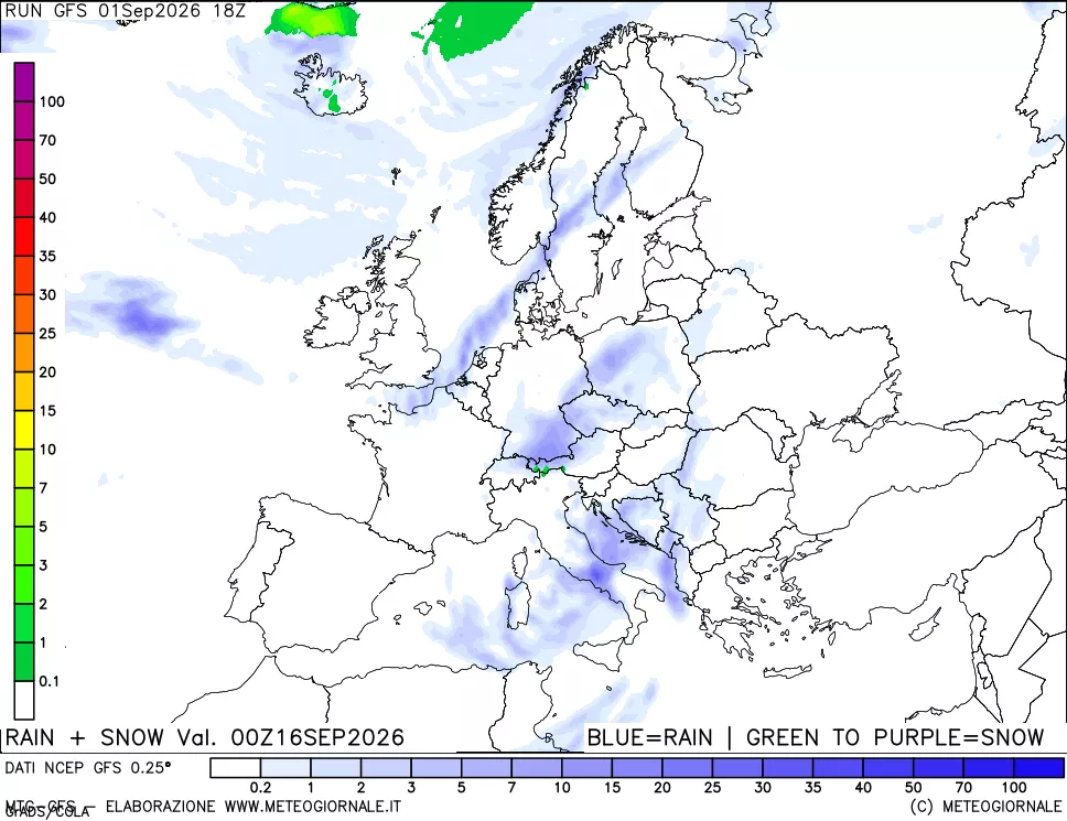 mappa Precipitazioni totali e nevose