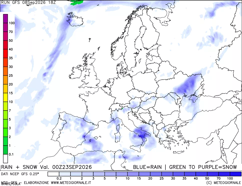 mappa Precipitazioni totali e nevose