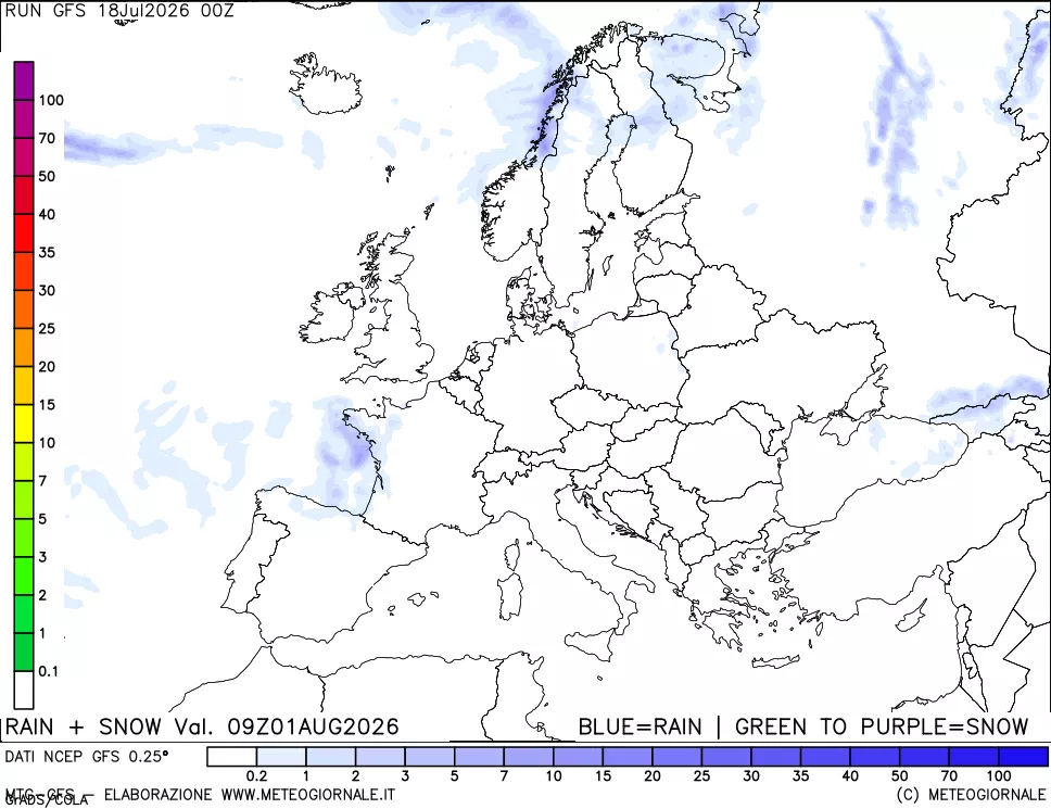 mappa Precipitazioni totali e nevose