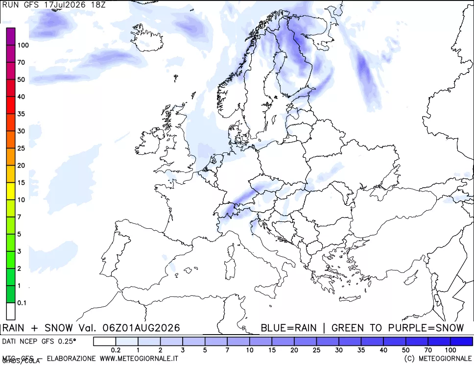 mappa Precipitazioni totali e nevose