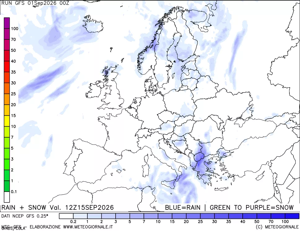 mappa Precipitazioni totali e nevose