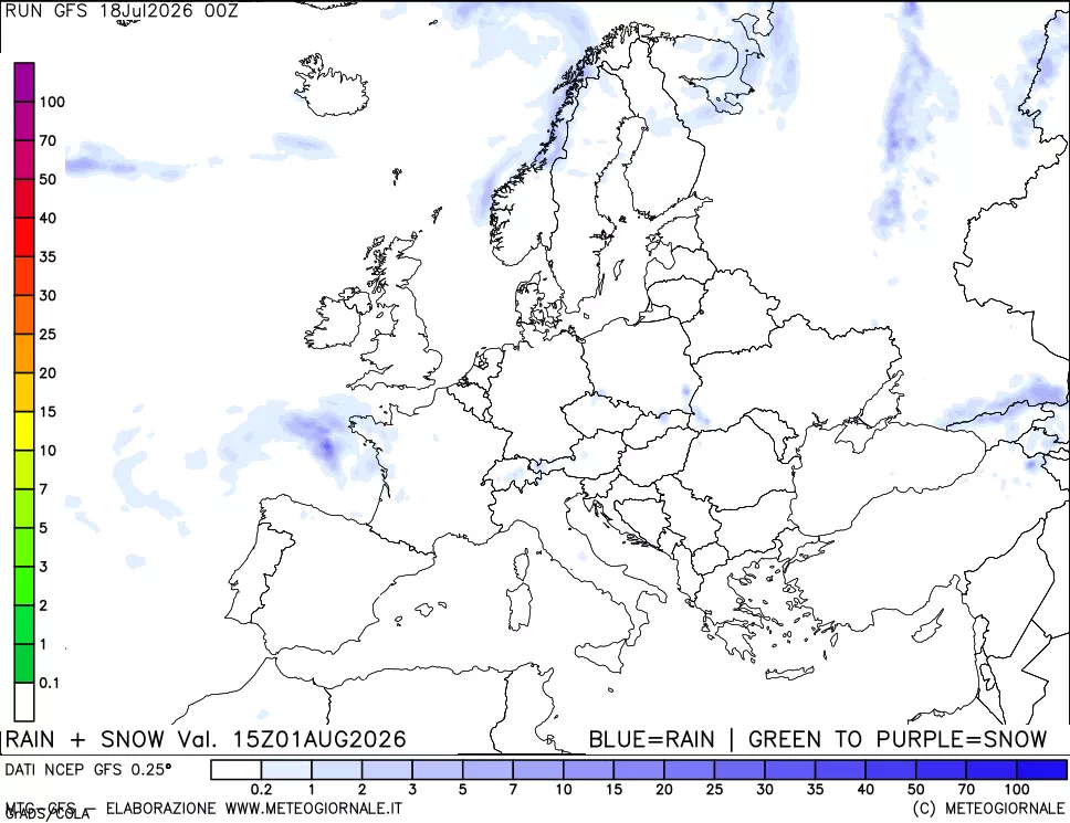 mappa Precipitazioni totali e nevose