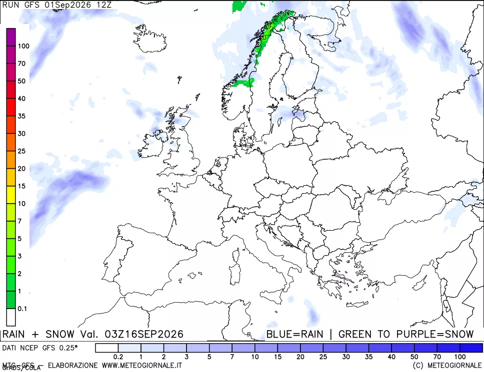 mappa Precipitazioni totali e nevose