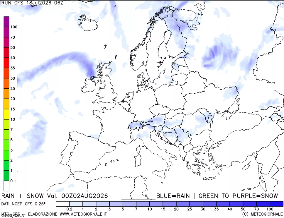 mappa Precipitazioni totali e nevose