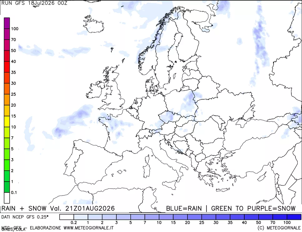 mappa Precipitazioni totali e nevose