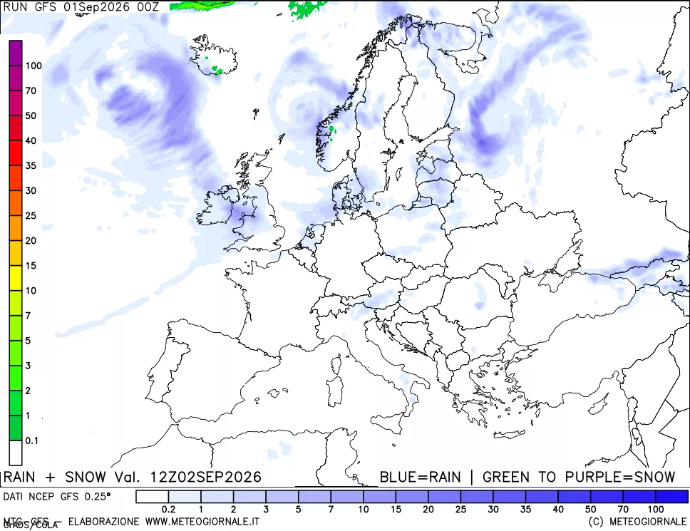 mappa Precipitazioni totali e nevose