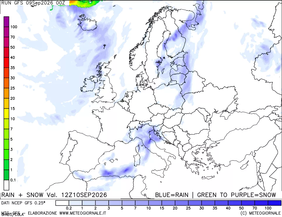 mappa Precipitazioni totali e nevose