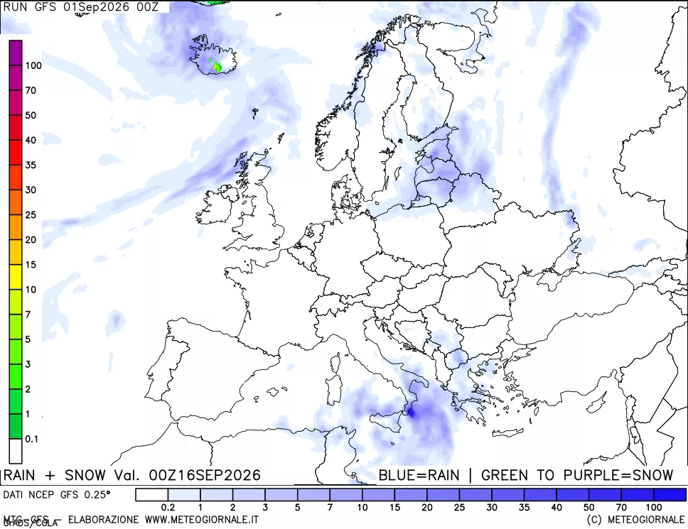 mappa Precipitazioni totali e nevose