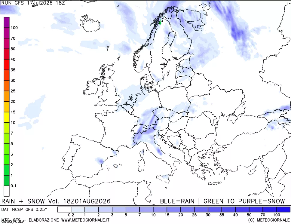 mappa Precipitazioni totali e nevose