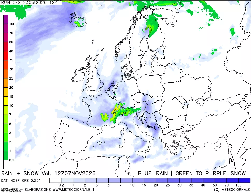 mappa Precipitazioni totali e nevose