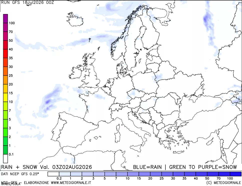 mappa Precipitazioni totali e nevose