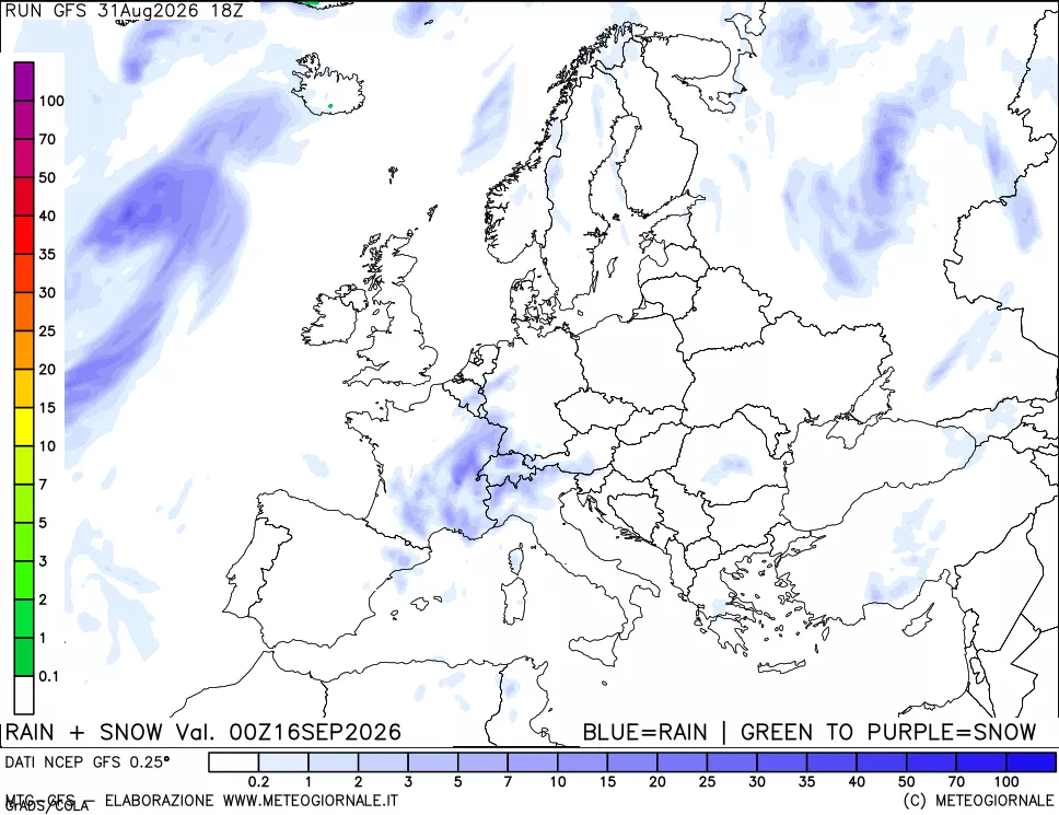 mappa Precipitazioni totali e nevose