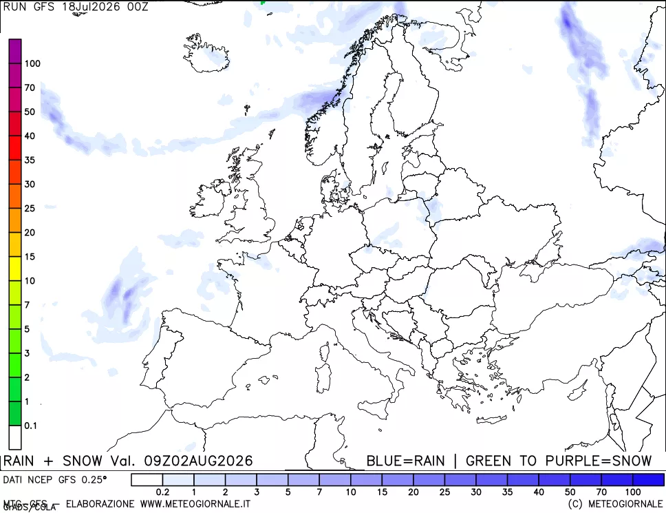 mappa Precipitazioni totali e nevose