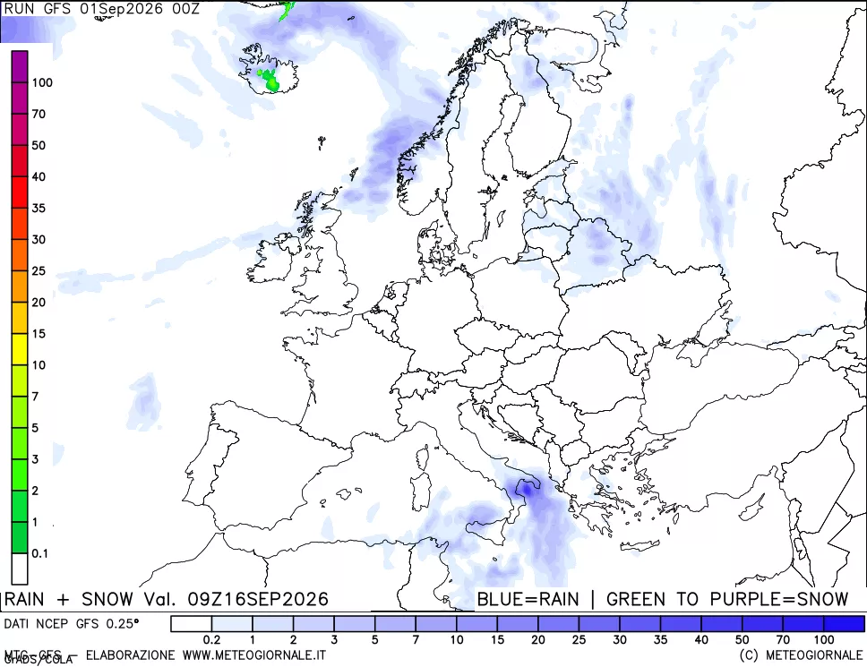 mappa Precipitazioni totali e nevose