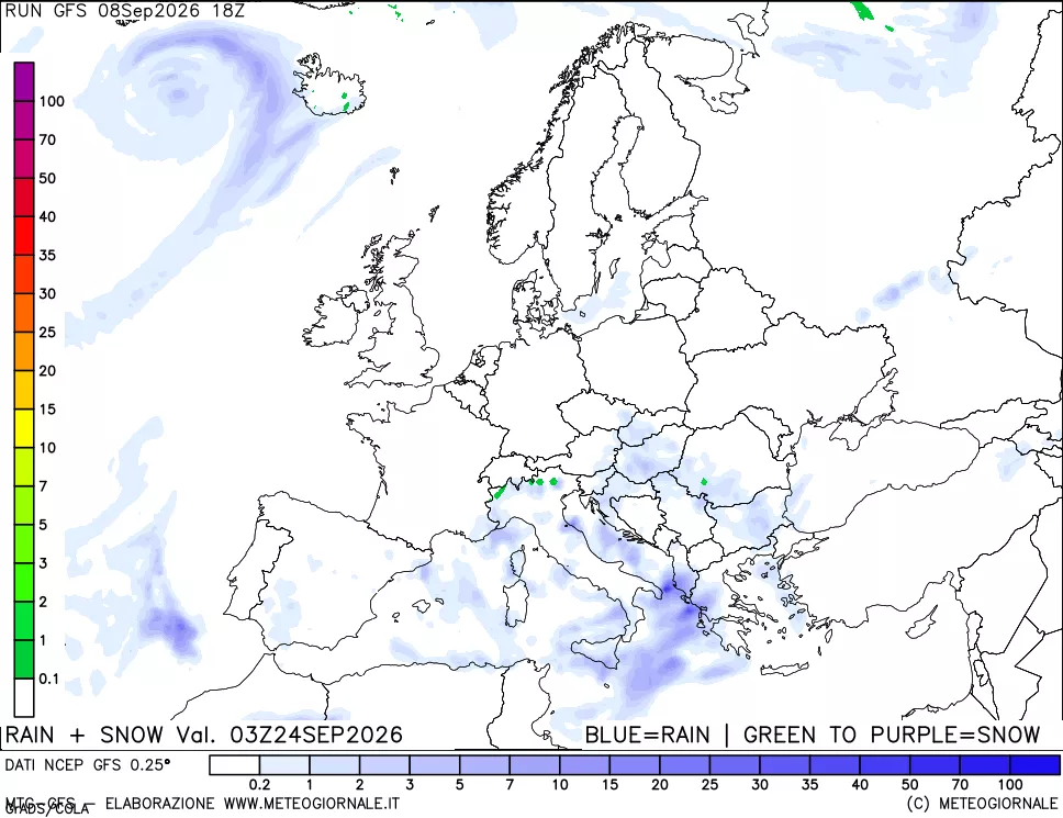 mappa Precipitazioni totali e nevose