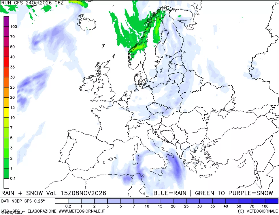mappa Precipitazioni totali e nevose