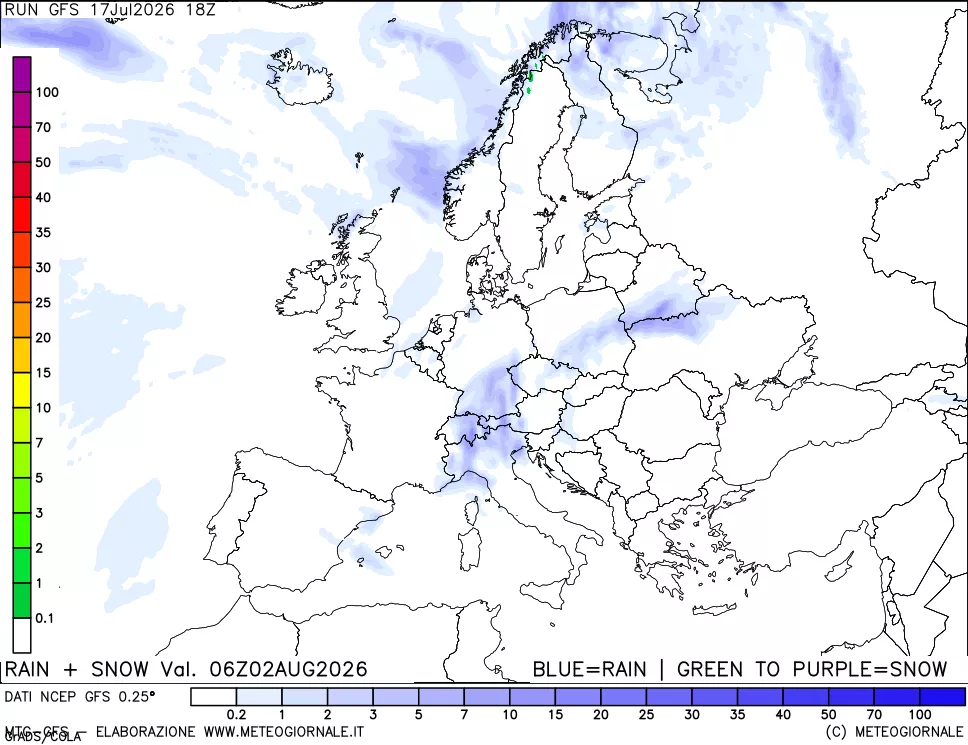 mappa Precipitazioni totali e nevose
