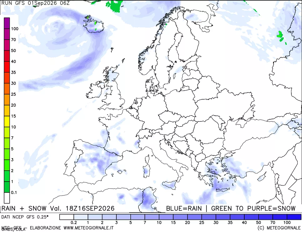mappa Precipitazioni totali e nevose