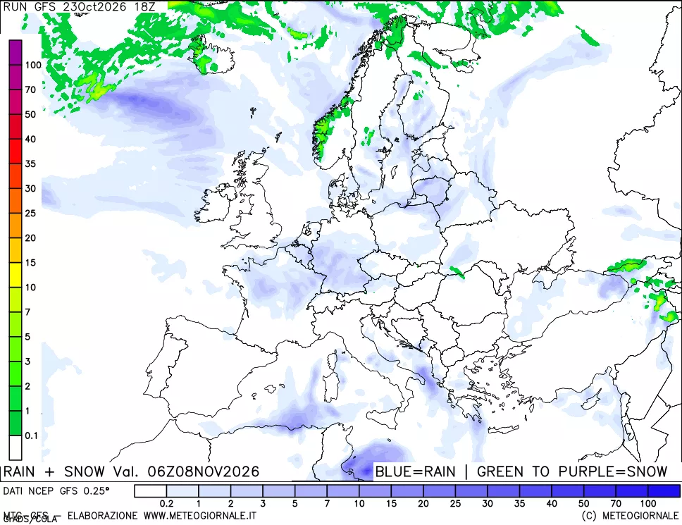 mappa Precipitazioni totali e nevose