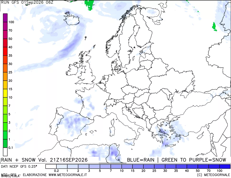 mappa Precipitazioni totali e nevose