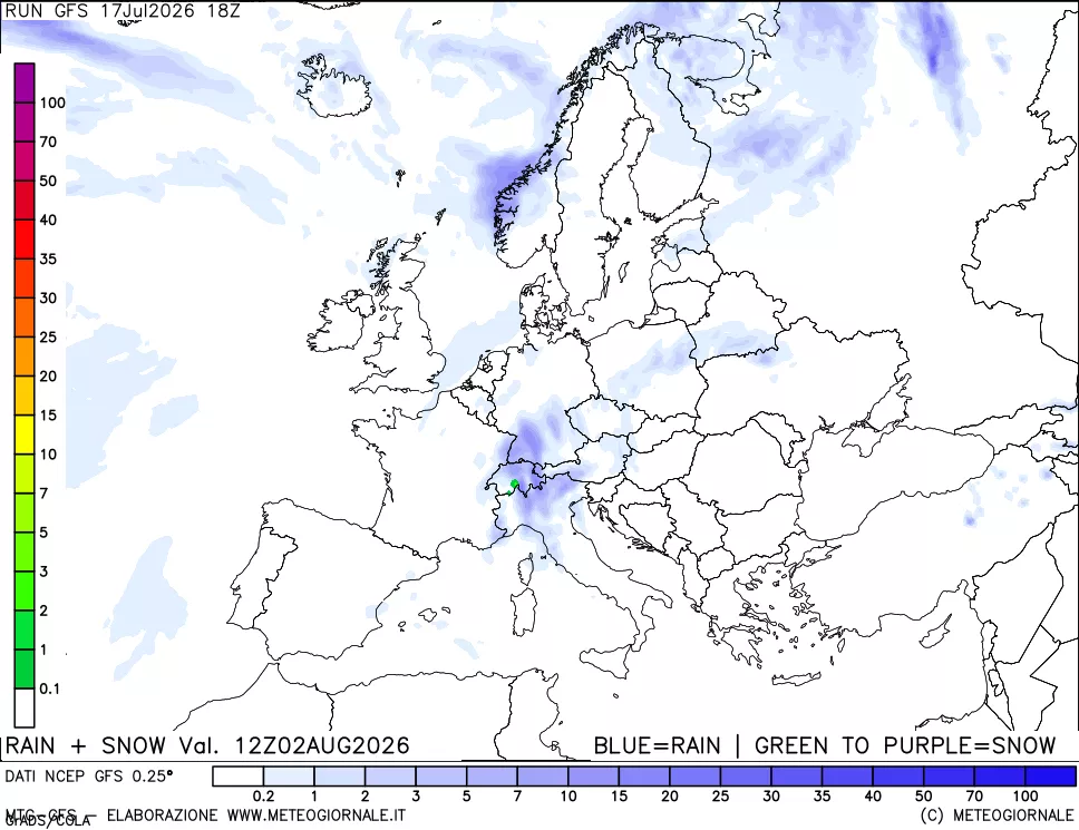 mappa Precipitazioni totali e nevose